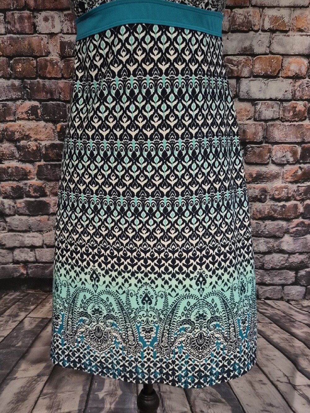 Athleta Teal Patterned Spaghetti-Strap Mini Dress - Picture 4 of 8